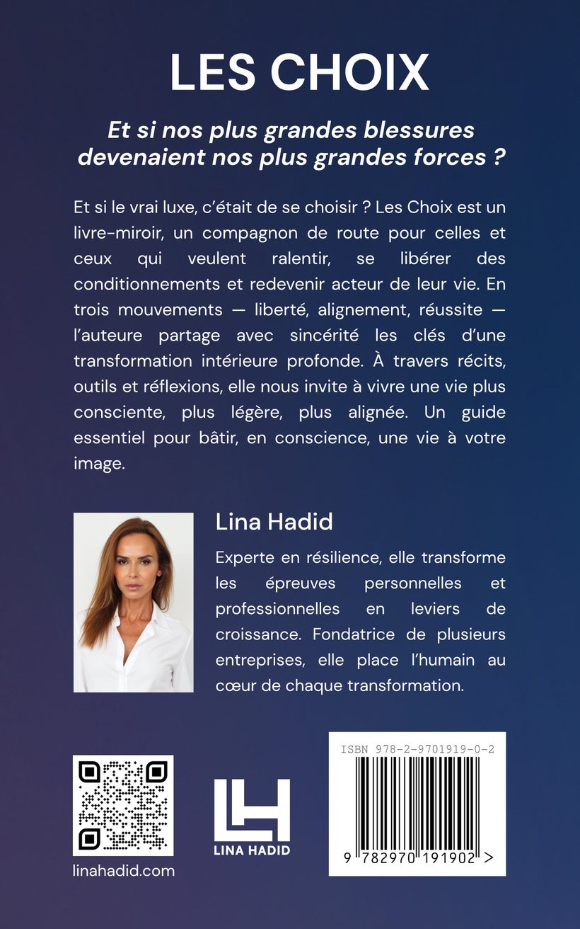 Quatrième de couverture, Les Choix